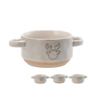 GLOBOKI KROŽNIK STAR KERAMIČNA SKLEDICA Z ROČAJI, NOVOLETNI MOTIVI