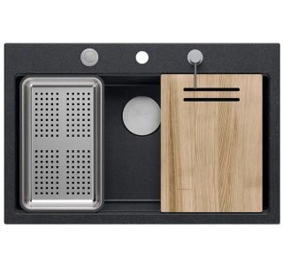 GRANITAL POMIVALNO KORITO QUADRON MARC WORKSTATION ČRN