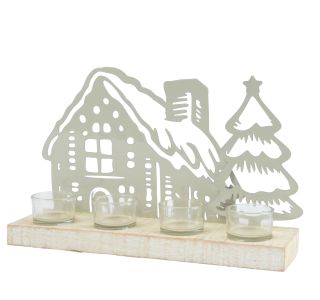 HIŠKA Z JELKO, STOJALO ZA ČAJNE SVEČKE 8X32,5X18 CM HIŠKA Z JELKO, STOJALO ZA ČAJNE SVEČKE 8X32,5X18 CM