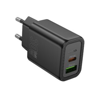 HOCO POLNILEC ADAPTER N63 GAN PD 30W USB-A, TYPE C ZA SAMSUNG - ČRN