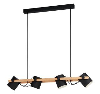 VISEČA SVETILKA-LESTENEC EGLO HORNWOOD 4XE27 LES / ČRNA