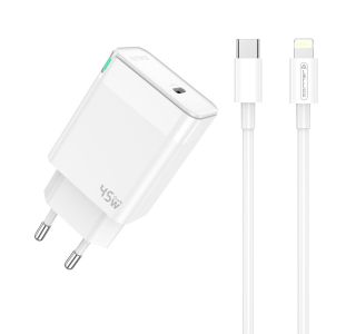 JELLICO C105 HIŠNI POLNILEC GAN QC / PD 45W VHOD TYPE C S KABLOM LIGHTNING - ORIGINAL (EU BLISTER) - BEL