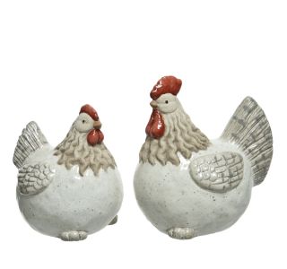 KOKOŠ (8.5X10.5X12CM) / PETELIN (8.5X13X13.5CM), GLINA