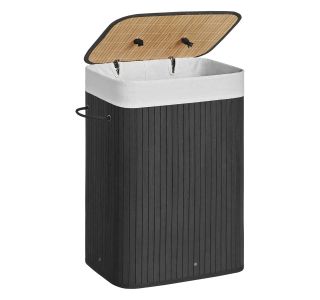 KOŠ ZA PERILO SONGMICS BAMBUS ZLOŽLJIV S POKROVOM 72 L ČRNA