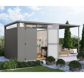 KOVINSKA VRTNA HIŠKA KARIBU OSTEN 2 SIVI ALUMINIJ 220X220X215 KOVINSKA VRTNA HIŠKA KARIBU OSTEN 2 SIVI ALUMINIJ 220X220X215