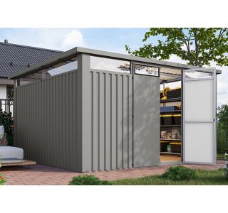 KOVINSKA VRTNA HIŠKA KARIBU OSTEN 4 SIV ALUMINIJ 370X330X215 KOVINSKA VRTNA HIŠKA KARIBU OSTEN 4 SIV ALUMINIJ 370X330X215