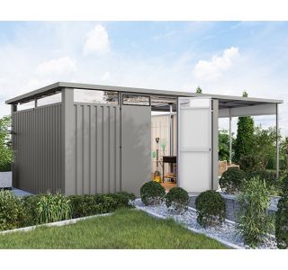 KOVINSKA VRTNA HIŠKA KARIBU OSTEN 4 SIV ALUMINIJ 370X330X215 KOVINSKA VRTNA HIŠKA KARIBU OSTEN 4 SIV ALUMINIJ 370X330X215