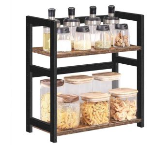 KUHINJSKO POLIČNO STOJALO SONGMICS DVA NIVOJA RUSTIK