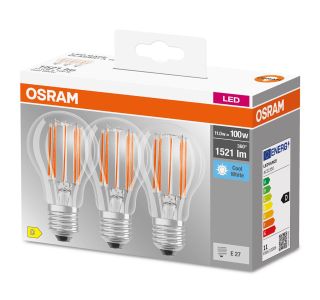 LED ŽARNICA E27 OSRAM CLA100 11W/840 230V FIL PAK3 BASE LED ŽARNICA E27 OSRAM CLA100 11W/840 230V FIL PAK3 BASE