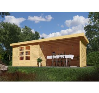 LESENA VRTNA HIŠKA KARIBU ASKOLA 5 S TERASO, STENO 298X211X242 +280 LES 19MM