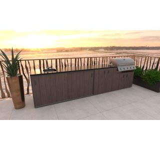 LETNA KUHINJA BELLANO BOLOGNA AMERIŠKI OREH PULT GRANIT