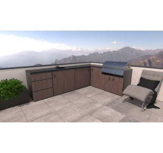 LETNA KUHINJA BELLANO FLORENCE AMERIŠKI OREH PULT GRANIT