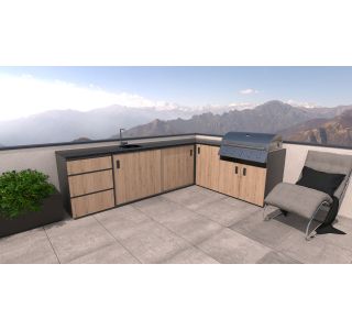 LETNA KUHINJA BELLANO FLORENCE HRAST RUSTIK PULT GRANIT