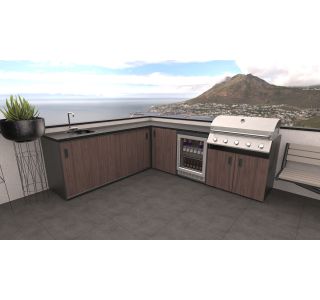 LETNA KUHINJA BELLANO PISA AMERIŠKI OREH PULT GRANIT