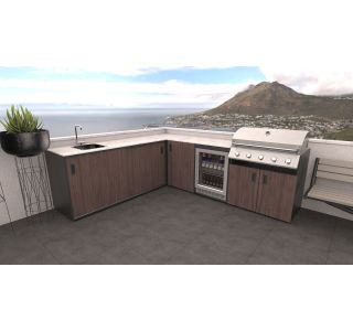 LETNA KUHINJA BELLANO PISA AMERIŠKI OREH PULT PORCELAN