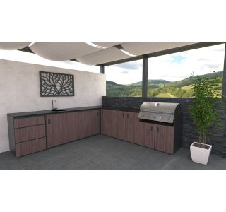 LETNA KUHINJA BELLANO ROMA AMERIŠKI OREH PULT GRANIT