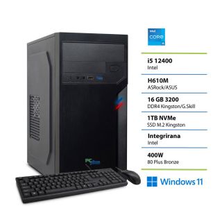 NAMIZNI RAČUNALNIK PC PLUS E-OFFICE I6 12400 16GB 1TB W11 TIPK+MI8KA
