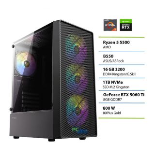 NAMIZNI RAČUNALNIK PC PLUS R5-5500 16GB RTX5060TI GAMER 8 GB 1TB NAMIZNI RAČUNALNIK PC PLUS R5-5500 16GB RTX5060TI GAMER 8 GB 1TB