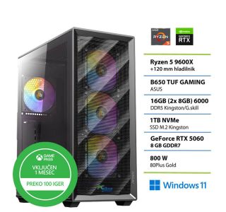NAMIZNI RAČUNALNIK PC PLUS R5-9600X 16GB 1TB RTX5060 W11 GAMER 8 GB XBOX GP