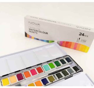 NOVA AKVARELNE BARVE 24 TABL. + 2 ČOPIČA NOVA AKVARELNE BARVE 24 TABL. + 2 ČOPIČA