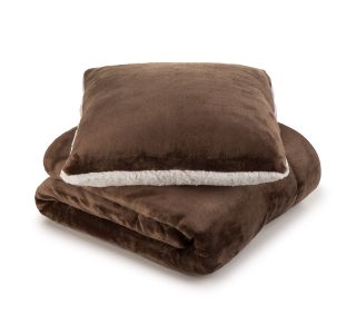 ODEJA SVILANIT IN VZGLAVNIK HUG, RJAVE BARVE 130X200