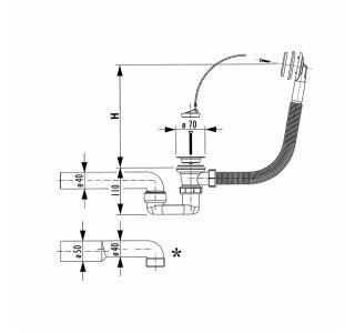 ODTOČNO-PRETOČNI VENTIL LIV SIFONSKI 40/50 ZA KAD IZTOK 50