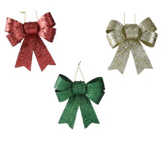 OKRASEK ZA JELKO DECORIS PENTLJA 11.5X10.5X2.5 CM RDEČA, ZELENA, ZLATA, SOR