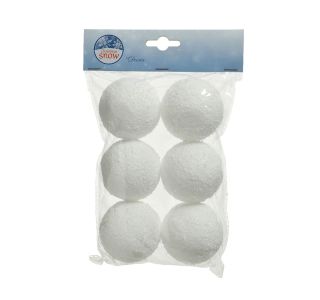 OKRASEK ZA JELKO DECORIS SNEŽNA KROGLA, FI 8 CM BELA, 6/1