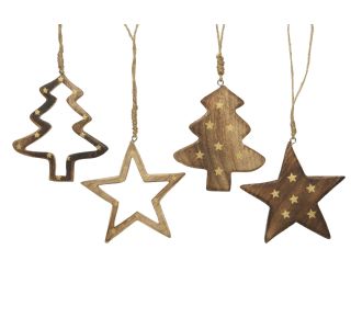 ZVEZDA/JELKA LESENA ZLATE ZVEZDICE SORT