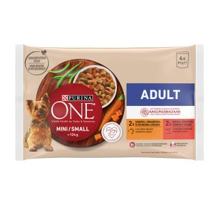 MOKRA HRANA ZA PSA PURINA ONE ADULT, PIŠČANEC, GOVEDINA 4X85 G
