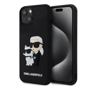 ORIGINALEN KARL LAGERFELD OVITEK IPHONE 15 PLUS 6.7 - FULL BODIES 3D -  ČRNA TRDA ZAŠČITA - KLHCP15M3DRKCNK