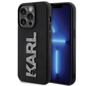 ORIGINALEN KARL LAGERFELD OVITEK IPHONE 15 PRO MAX - LOGO 3D - ČRNA ZAŠČITA- KLHCPX3DMBKCK