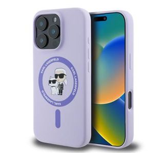 ORIGINALEN KARL LAGERFELD OVITEK MAGSAFE IPHONE 16 PRO - KARL AND CHOUPETTE - VIJOLA - KLHMP16LSCMKCRHU