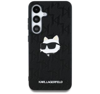 ORIGINALEN KARL LAGERFELD OVITEK SAMSUNG GALAXY S25 5G - MONOGRAM CHOUPETTES HEAD  - ČRNA ZAŠČITA - KLHMS25SPGKLCHPK