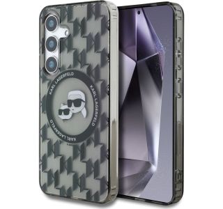 ORIGINALEN KARL LAGERFELD OVITEK SAMSUNG GALAXY S25 5G - MONOGRAM HEADS - ČRNA ZAŠČITA - KLHMS25SHMCKMHK