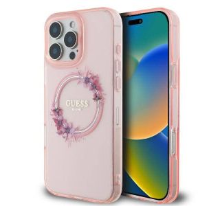 ORIGINALNI GUESS OVITEK GUHMP16LHFWFCP ZA IPHONE 16 PRO - MAGSAFE - FLOWER - ROZA