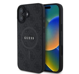 ORIGINALNI GUESS OVITEK GUHMP16SG4GFRK ZA IPHONE 16 - MAGSAFE - PU LEATHER  - ČRN