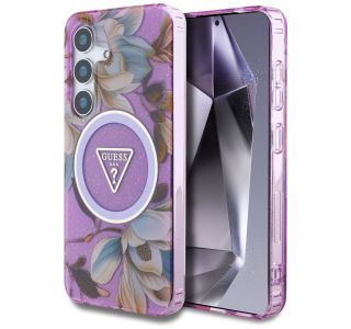 ORIGINALNI GUESS OVITEK ZA SAMSUNG GALAXY S25 5G - MAGSAFE - FLOWERS TRIANGLE - GUHMS25SHFLPEDU