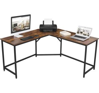 PISALNA MIZA VASAGLE L OBLIKA RUSTIK RJAVA