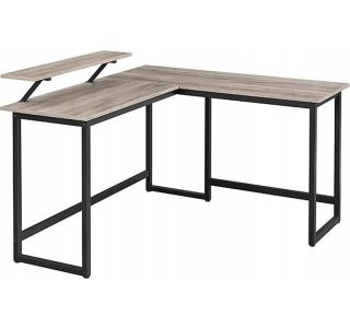 PISALNA MIZA VASAGLE Z GIBLJIVO POLICO GREIGE/ČRNA