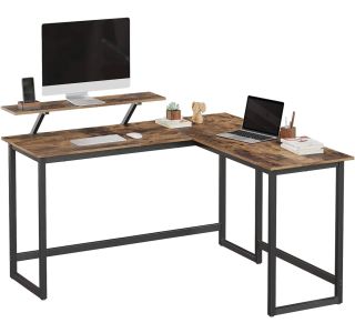 PISALNA MIZA VASAGLE Z GIBLJIVO POLICO RUSTIK RJAVA