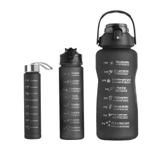 PLASTENKA ZA VODO HOMEY SET TREH FLAŠK 2000ML,/900ML,/500ML,ČRNA