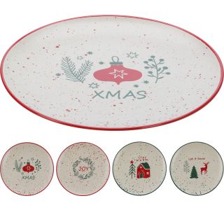 PLITVI KROŽNIK EH 26.5 CM RAZLIČNI ZIMSKI DEKORJI IZ PORCELANA