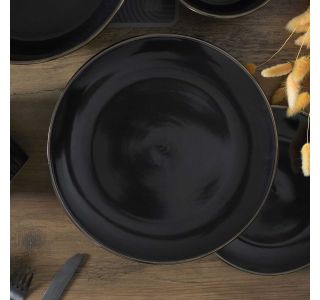 PLITVI KROŽNIK HOME DECO 26 CM ČRN LISERE DORE KERAMIKA