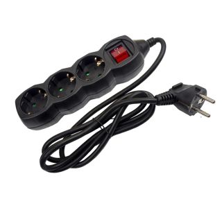 PODALJŠEK S STIKALOM ENTAC 3 SCHUKO VTIČNICE 1.5M ČRN