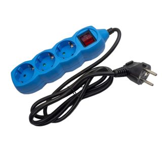 PODALJŠEK S STIKALOM ENTAC 3 SCHUKO VTIČNICE 1.5M MODER