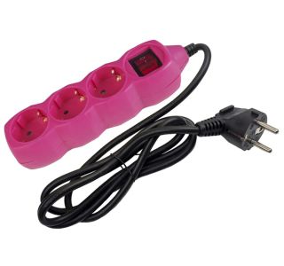 PODALJŠEK S STIKALOM ENTAC 3 SCHUKO VTIČNICE 1.5M ROZA