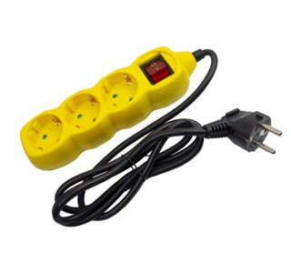 PODALJŠEK S STIKALOM ENTAC 3 SCHUKO VTIČNICE 1.5M RUMEN