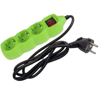 PODALJŠEK S STIKALOM ENTAC 3 SCHUKO VTIČNICE 1.5M ZELEN