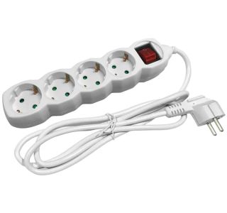 PODALJŠEK S STIKALOM ENTAC 4 SCHUKO VTIČNICE 1.5M BEL
